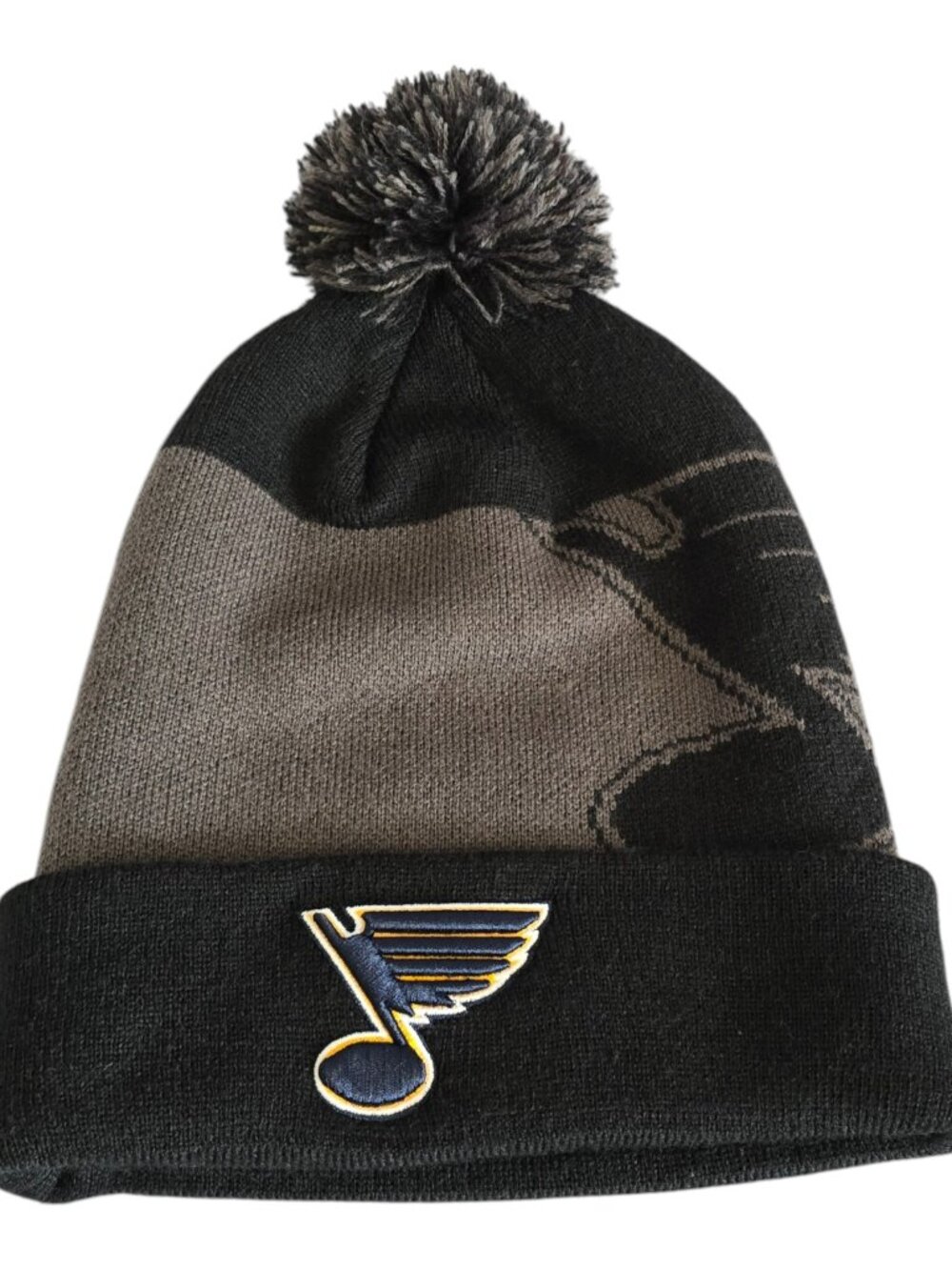 St. Louis Blues NHL Knit Pom Pom Beanie Winter Hat Blue Black & Gray Adult OSFA